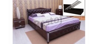 Кровать Прованс с патиной и фрезеровкой мягкая спинка ромбы (с механизмом) (Олимп) 121141