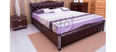 Кровать Прованс с патиной и фрезеровкой мягкая спинка ромбы (Олимп) 121139