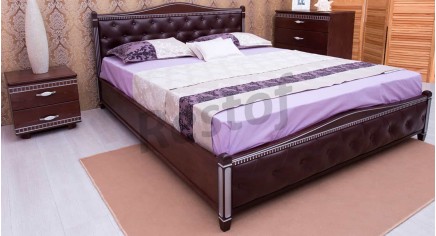 Кровать Прованс с патиной и фрезеровкой мягкая спинка ромбы